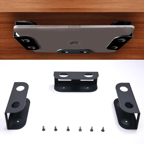 BYMECOST Soporte de almacenamiento para portátil debajo del escritorio, soporte de metal para dispositivos bajo el escritorio, para dispositivos de