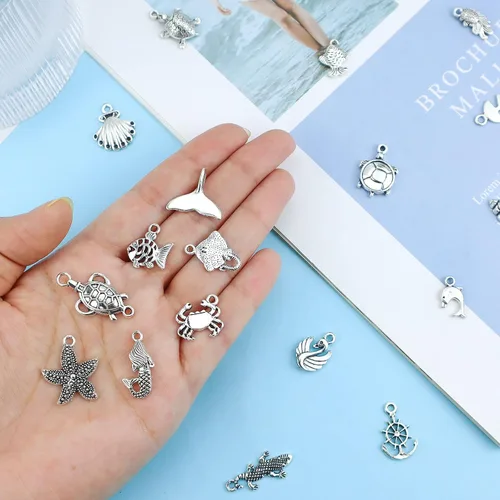 Miniatura 3 de JIALEEY Venta al por mayor 100 piezas mezcla de plata antigua encanto colgante colección DIY suministro de joyería para collar pulsera colgante