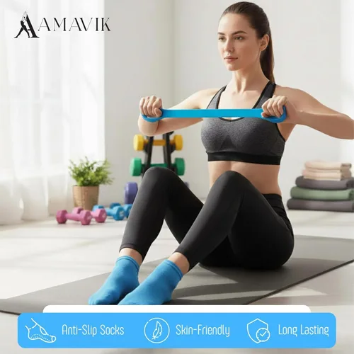 Miniatura 7 de AMAVIK Kit de pilates de entrenamiento en casa de 14 piezas con bandas de resistencia, entrenador de núcleo, calcetines de agarre y accesorios, un