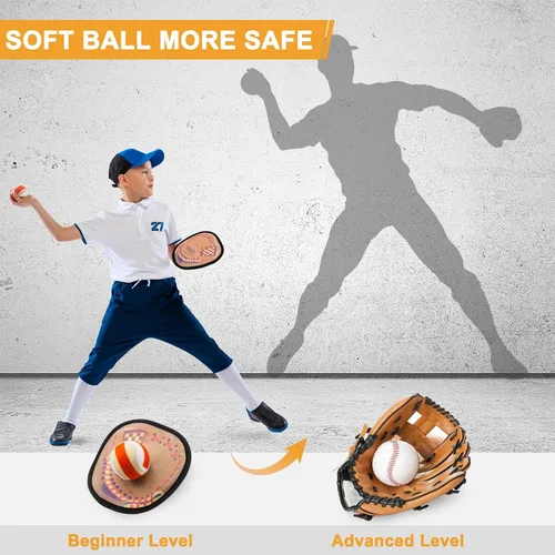 Miniatura 8 de Juego de pelota de lanzar y atrapar guantes de entrenamiento de béisbol para niños, juguetes de playa para niños de 3, 4, 5, 6, 7, 8 años, regalos