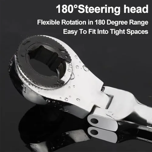 Miniatura 3 de Llave de trinquete de tubo abierto, cabeza fija flexible 2 en 1, llave de trinquete de extremo abierto, llave de trinquete de línea de combustible