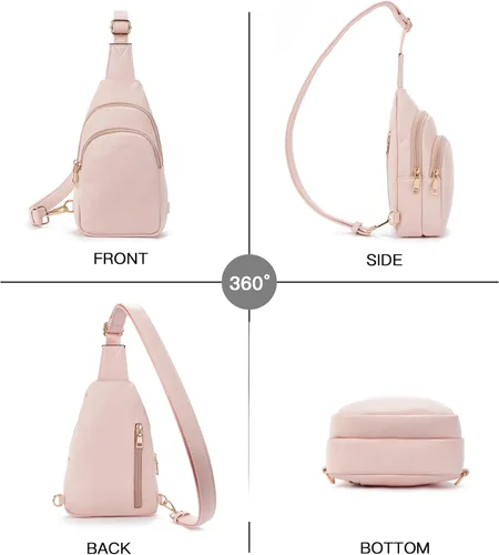 Miniatura 154 de Telena Riñonera pequeña para mujer, de cuero, cangureras, bolsa de pecho para mujer