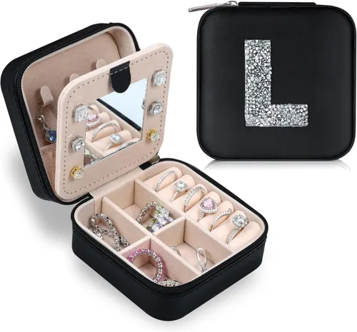 Parima Caja organizadora de joyas, organizador de joyas, estuche de joyería de viaje, organizador de anillos, organizador de collares, aretes,