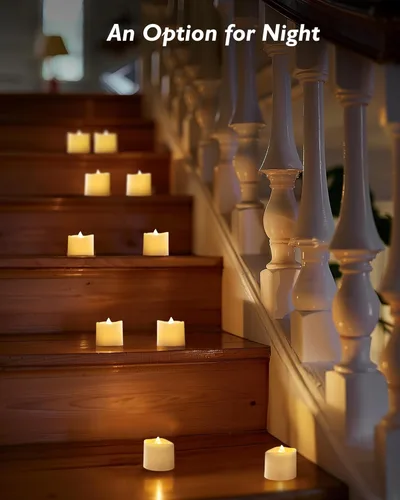 Miniatura 5 de Homemory - Paquete de 24 velas votivas LED sin llama, velas falsas eléctricas de luz blanca cálida con duración de más de 200 horas, velas de té