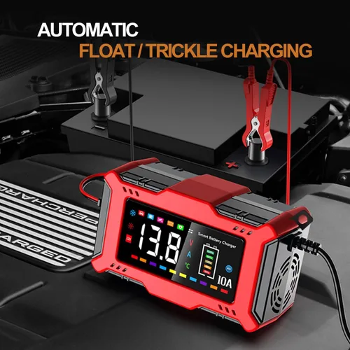 Miniatura 3 de Cargador de batería de coche de 10 A con pantalla LCD grande para plomo ácido de 12 V y LiFePO4 de 14.6 V, mantenedor de batería automático
