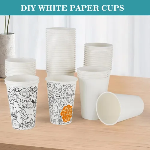 Miniatura 6 de vivigu Tazas de café – Paquete de 300 vasos de papel de 10 onzas, taza de café de papel desechable para bebidas calientes y frías, tazas calientes
