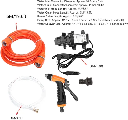 Miniatura 9 de Pulverizador eléctrico portátil de 12 V para lavadora de autos – Lavadora de vehículos de alta presión de 80 W para automóviles, SUV y limpieza al