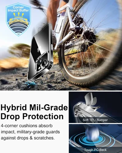 Miniatura 4 de HOOMIL Funda para iPhone 13 de 6.1 Pulgadas, sin amarillamiento, protección contra caídas, cubierta trasera dura transparente antiarañazos - Cristal