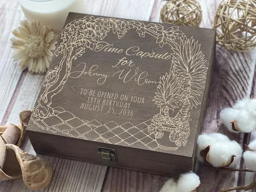 Miniatura 2 de Cápsula del primer cumpleaños: Cofre de recuerdo personalizado para tu revelación de cumpleaños 18, archivista de memorias, tesoro de hitos