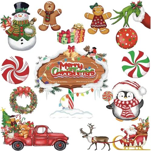 12 Piezas de Imanes de Navidad para Refrigerador, Decoración Magnética para Nevera, Calcomanías de Coche de Navidad, Imanes de Árbol de Navidad para