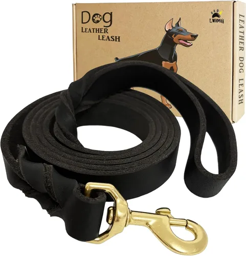 Miniatura 25 de LWBMG Correa de cuero para perro de 8 x 3/4 pulgadas, correas de perro para perros grandes, resistentes, fuertes y suaves, hechas a mano, trenzadas