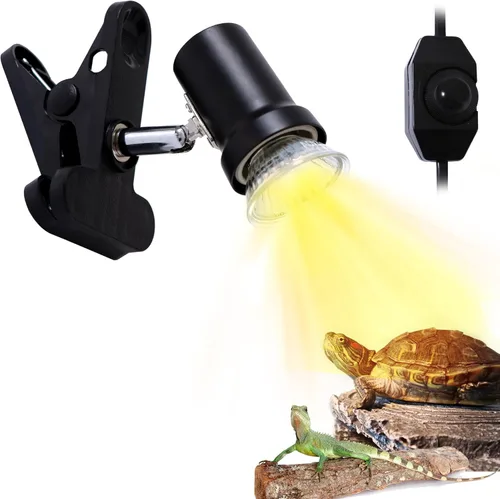 Lámpara de calor de reptiles, luz UVA UVB para acuario tanque de tortuga, con bombilla de 50 W, para tortuga, serpiente, rana, lagarto, cacatúa,