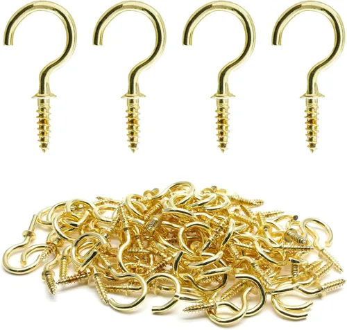Miniatura 9 de Biaungdo 60 ganchos para tazas de techo de 1 pulgada, ganchos de tornillo, ganchos de taza de techo, ganchos autorroscantes, color negro