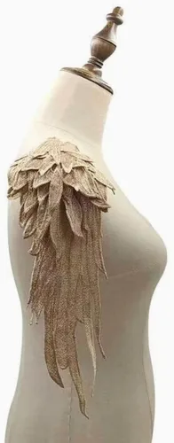 Miniatura 10 de Apliques de ala de ángel, alas bordadas, apliques blancos para vestidos, apliques de hombro 1 par (blanco)