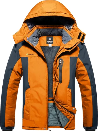 GEMYSE - Chaqueta de esquí para hombre, impermeable, para invierno, con capucha, resistente al viento, cortavientos, para la nieve y la lluvia