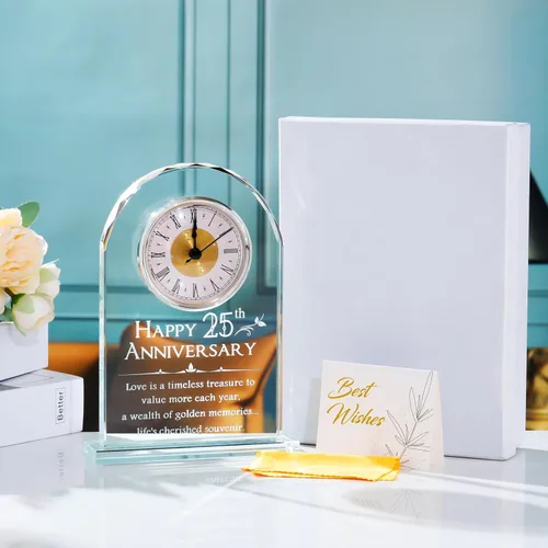 Miniatura 2 de YWHL Regalos de Reloj del 25º Aniversario de Boda para Pareja, Regalos de Recuerdo del 25º Aniversario para Esposo/Esposa, Decoración de Reloj