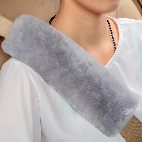 Miniatura 12 de Funda para cinturón de seguridad de automóvil de lana de oveja genuina suave, 2 piezas, almohadilla para hombro del cinturón de seguridad para una