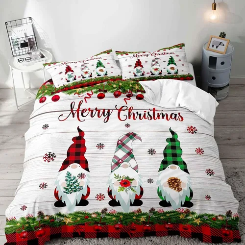 Miniatura 16 de LUVIVIHOME Juego de 3 Piezas de Funda de Edredón de Navidad Tamaño Queen, Juegos de Ropa de Cama, Funda de Edredón a Cuadros Búfalo Negro y Rojo
