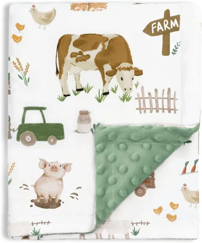 Miniatura 9 de HOMRITAR Manta de bebé para niños y niñas, manta de felpa suave de visón con respaldo punteado de doble capa para niños pequeños con zorros