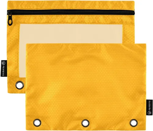 Miniatura 7 de Gredecor Estuche para lápices con 3 anillos con cremallera negra, paquete de 2 unidades, organizador de carpetas transparentes para ventana escolar