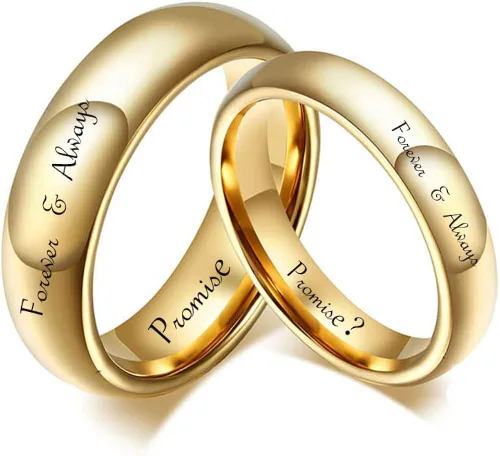 Anillos a juego personalizados para parejas anillos de compromiso de acero inoxidable para parejas juego con 2 anillos grabados en interiores y