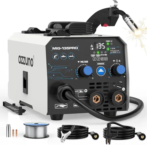 Miniatura 11 de AZZUNO Máquina de soldadura MIG 110V/220V, 155Amp 5-en-1 Gas MIG/aluminio MIG/flujo sin gas MIG/Lift TIG/Stick máquina de soldar, soldador