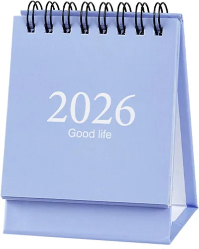 Miniatura 12 de Mini calendarios de escritorio de enero de 2026 a diciembre de 2026, calendario de bolsillo de 3 x 3.8 pulgadas, bobina de acero abatible de pie