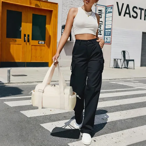 Miniatura 2 de WLLWOO - Bolsa de gimnasio pequeña con bolsillo húmedo para mujer, bolsa de lona para yoga, bolsa de entrenamiento ligera para baile, fines