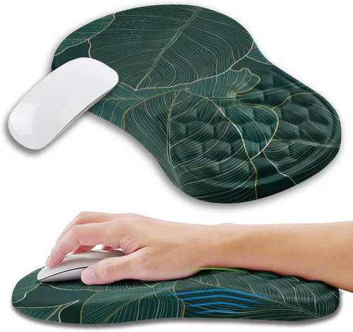 Miniatura 15 de Alfombrilla ergonómica para mouse con soporte de muñeca con espuma viscoelástica, almohadilla de masaje para aliviar el dolor del túnel carpiano