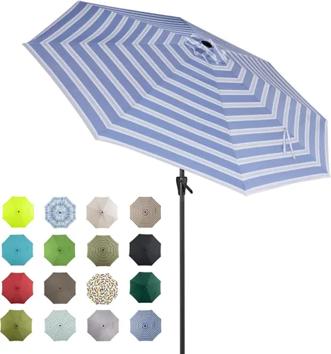 Miniatura 9 de Tempera Patio Market Outdoor Table Umbrella with Auto Tilt and Crank, Large Sun Umbrella with Sturdy Pole & Fade Resistant Canopy, Easy to Set Verde