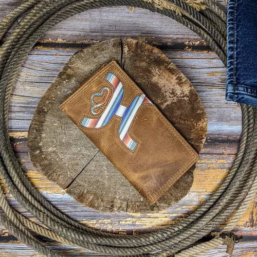 Miniatura 3 de HOOEY Cartera Rodeo de cuero para hombre Hands-Up- Sunset Serape
