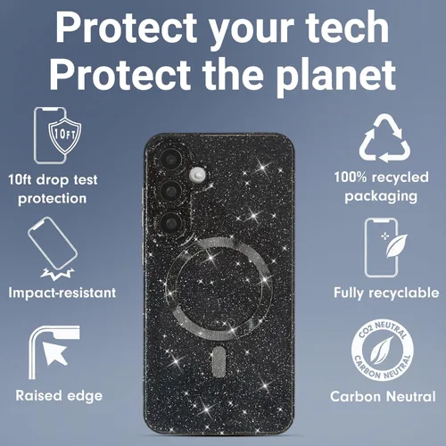 Miniatura 5 de Svanove Funda magnética con purpurina para Samsung Galaxy S22, compatible con Magsafe Cute, brillante, brillante, estética, dura y brillante
