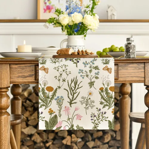 Miniatura 2 de Artoid Mode Camino de mesa floral de primavera con diseño de flores silvestres, mariposa, verano, cocina, comedor, decoración para decoración