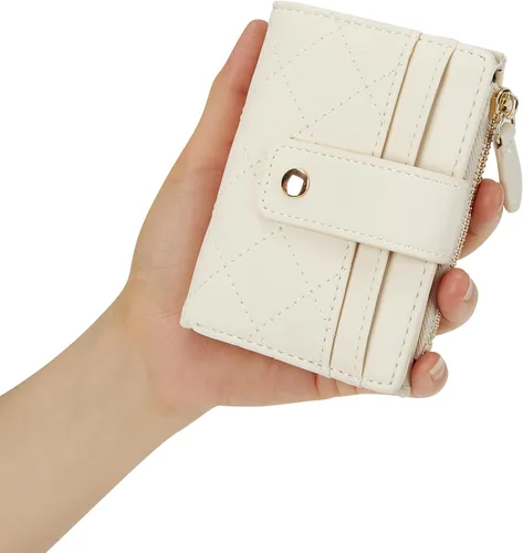 Miniatura 39 de Cartera de cuero para mujer, pequeña, compacta, plegable, con bolsillo para monedas con cremallera