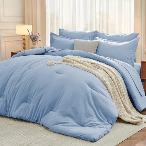 Miniatura 34 de MUXHOMO Juego de edredón de 5 piezas Twin XL, cama suave en una bolsa tamaño Twin XL, juego de ropa de cama para todas las estaciones con edredón
