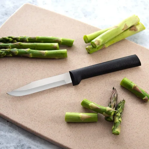 Miniatura 4 de Rada Cuchillo de pelar para todos los días, hoja de acero inoxidable con mango de resina de acero inoxidable negro, 6-3/4 pulgadas