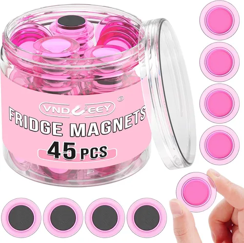 Miniatura 10 de VNDUEEY 45 piezas de imanes redondos para pizarra blanca, imanes para nevera, imán decorativo para pizarra seca, imanes pequeños para suministros