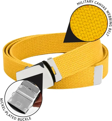 Miniatura 3 de Hold'Em Cinturones militares de lona para hombres, hebilla deslizante de plata pulida, resistente, ajustable