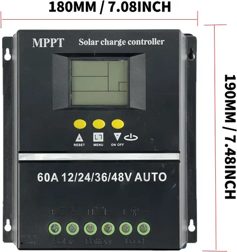 Miniatura 6 de MPPT 36V/48V/24V/12V Herramientas de controlador de carga solar 100A/80A/60A LCD Dual USB Plomo Ácido Baterías de litio Cargador rápido (60A)