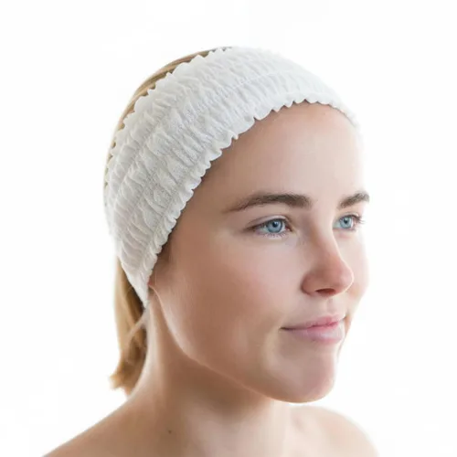 Diademas faciales desechables para spa, envueltas individualmente, 100 unidades, color blanco
