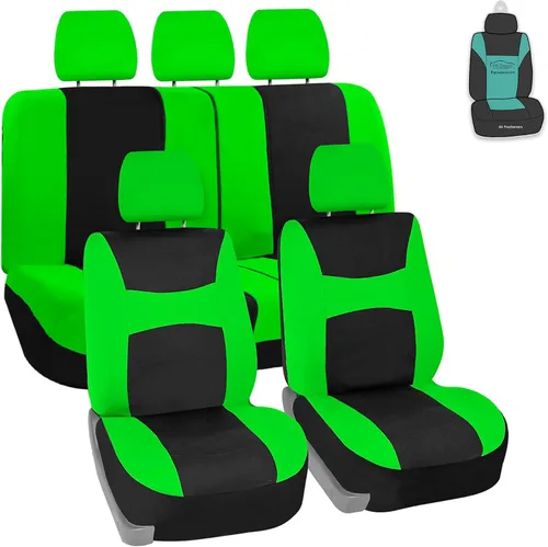 Miniatura 20 de Juego de funda para asiento bolsas de aire de tela negra ligera y fresca FH Group FH-FB030115-SEAT lista para separar; se ajusta a la mayoría de Rosa