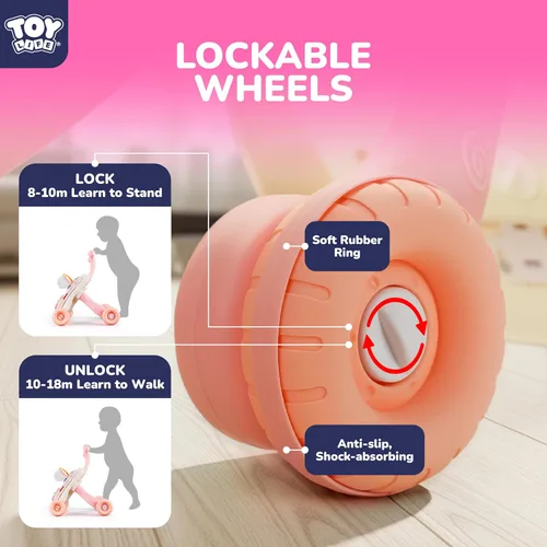 Miniatura 6 de TOY Life 3 en 1 caminante de bebé con centro de actividades para niña, caminador de sentarse a pararse para bebés de 6-12 meses, juguetes de caminar