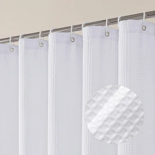 Miniatura 11 de OVZME Juego de cortina de ducha de tela para cabina - 36x72, tejido de gofre 230GSM, cortinas de ducha pequeñas para cabina estrecha, cortina