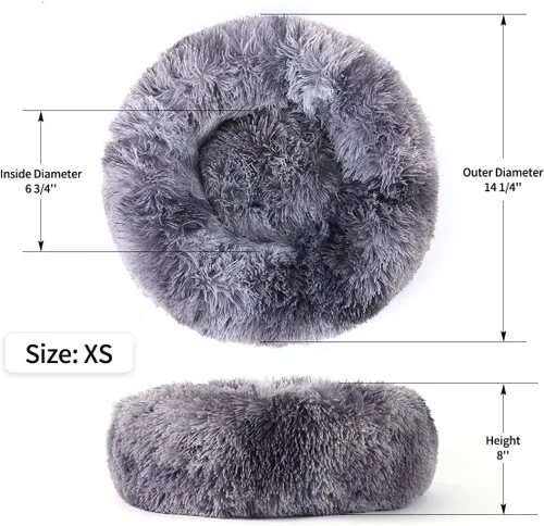 Miniatura 4 de NOYAL Cama Calmante en Forma de Rosquilla para Perros Pequeños a Medianos y Gatos - Cama de Mascotas de Felpa Sintética Anti-Ansiedad con Funda