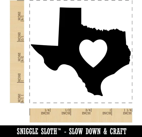 Miniatura 2 de Texas State - Sello de goma cuadrado con corazón para estampar manualidades, 1.25 pulgadas, pequeño