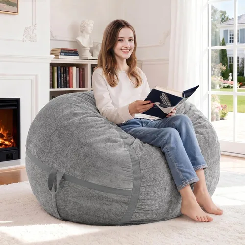 Miniatura 32 de Homguava Puf gigante de 2 pies para adultos con relleno de espuma viscoelástica, puf con funda de piel sintética suave, cómoda puf para sala