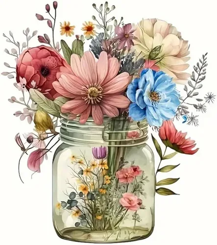 hill froeistung Kits de Pintura de Diamantes 5D de Flores para Adultos, Arte de Diamantes en Vasos para Principiantes, Pintura de Arte de Diamantes