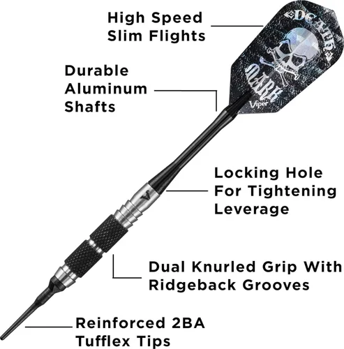 Miniatura 3 de Viper Desperado - Dardos de punta suave de tungsteno 80% con estuche de almacenamiento/viaje: marca de muerte, 0.63 oz