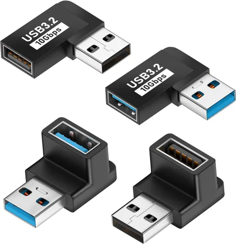 Miniatura 8 de UCEC Adaptador USB de 90 grados, adaptador de ángulo recto USB 3.2, ángulo izquierdo y recto horizontal USB A macho a USB A hembra, conector