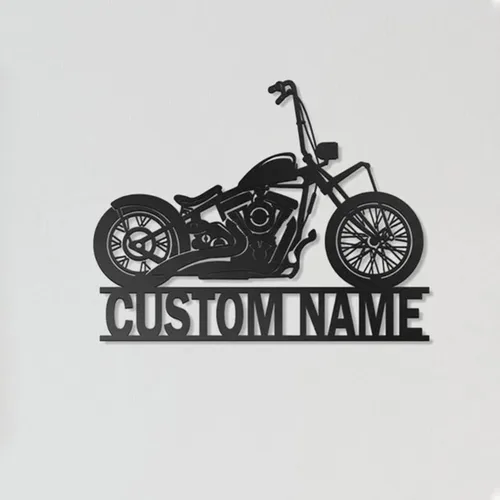 Miniatura 7 de Letrero con nombre personalizado, letrero de metal para motocicleta, decoración de pared con nombre de familia, decoración rústica para el hogar